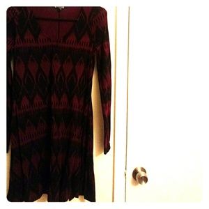 EXPRESS Burgundy and Black print casual dress.